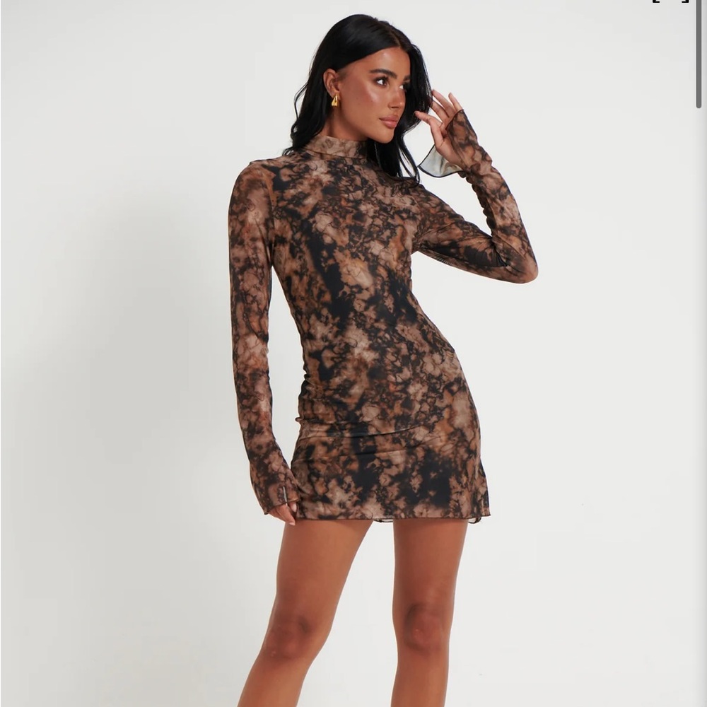 Bronze Snake Jordi Mini Dress in Stone - Small